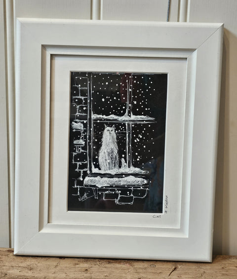 Cat in window, pennetegning
