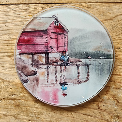 Glassbrikke en stille stund på brygga