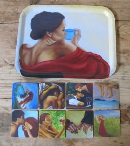 Inga-tray and -coasters, hand made by Åry Trays