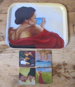 Inga-tray and -coasters, hand made by Åry Trays