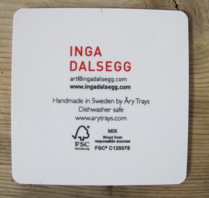 Inga-coasters, 9x9cm, hand made by Åry Trays