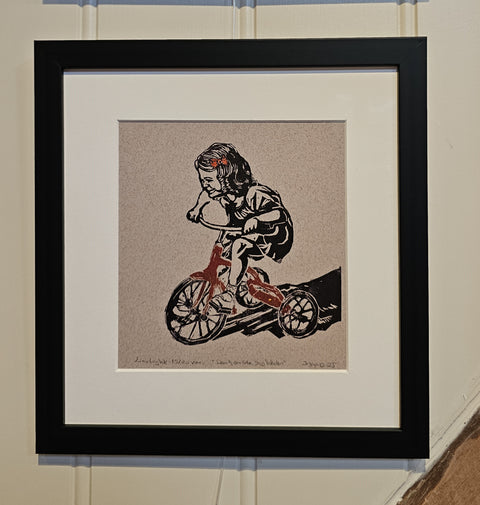 Den første sykkelen, linotrykk