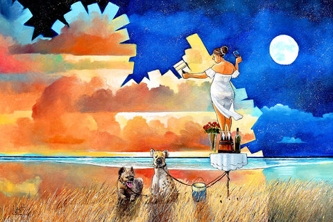 Marina painting the sky