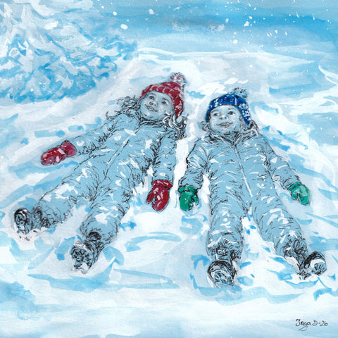 Snøengler og røde kinn