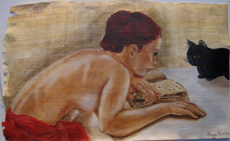 oil on Egyptian papyrus