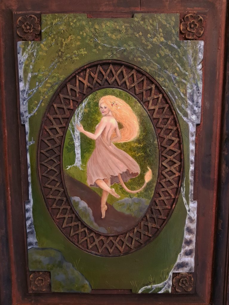 oil paint on wood door