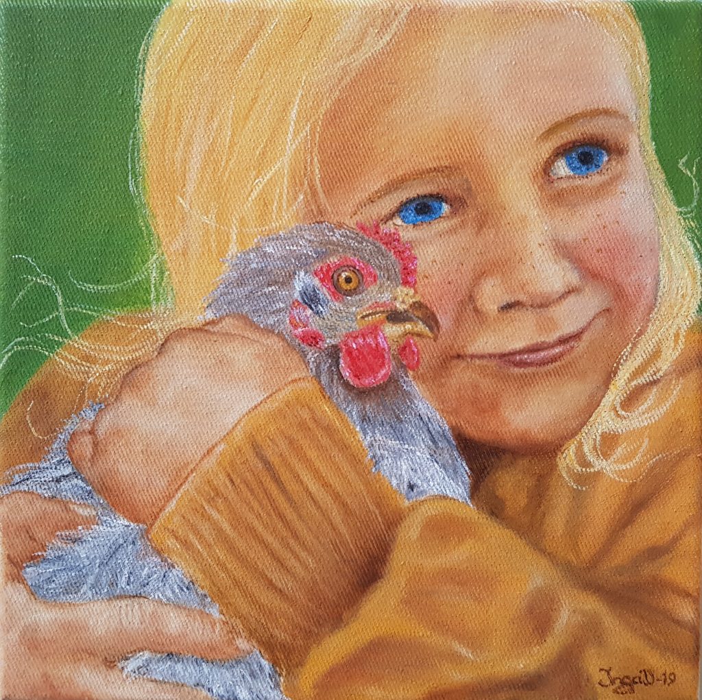 Feathered Friend Oil on canvas, 20 x 20 cm, 4 500,- Norwegian kroner